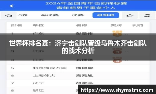 世界杯排名赛：济宁击剑队晋级乌鲁木齐击剑队的战术分析